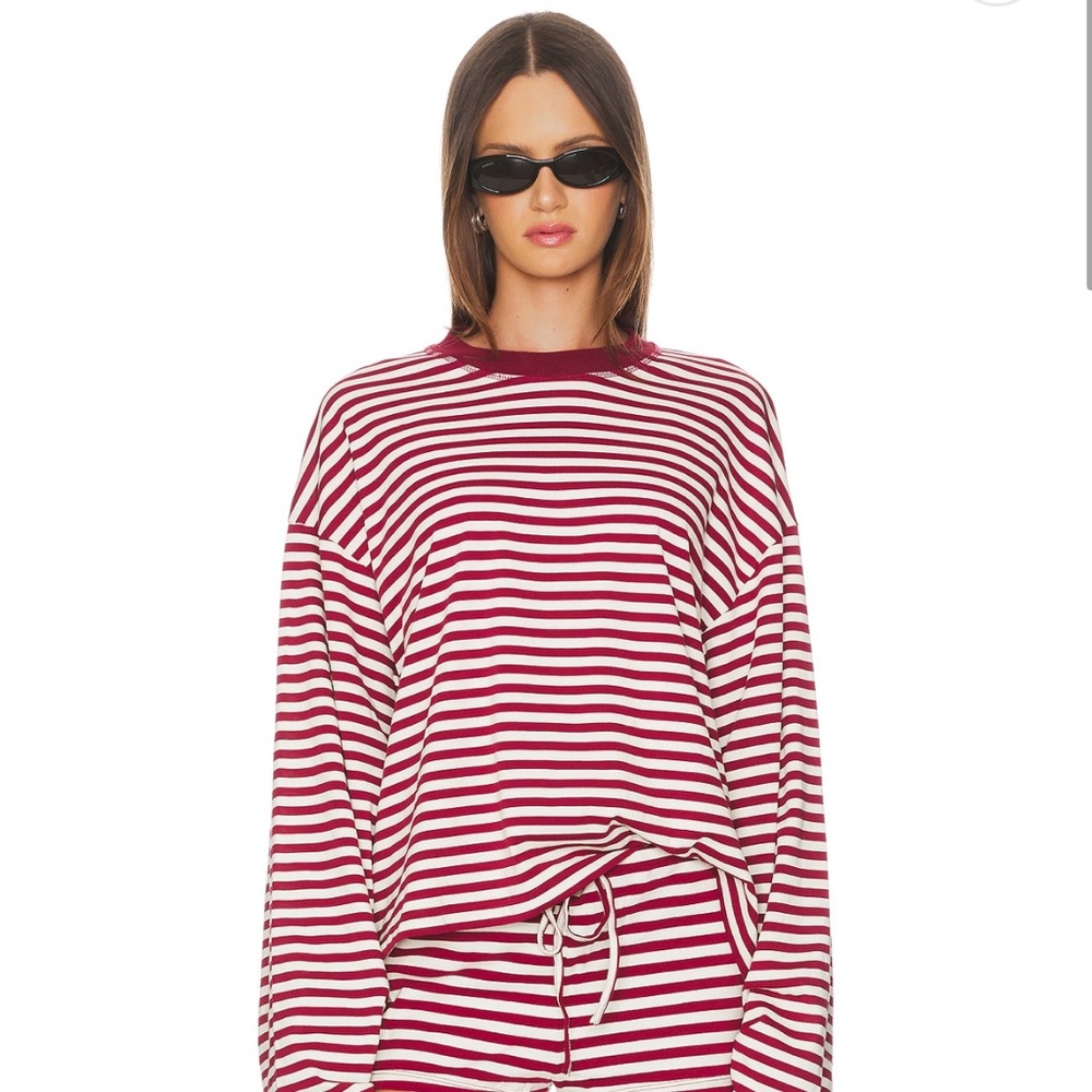 Lioness Bloom top Wine stripe